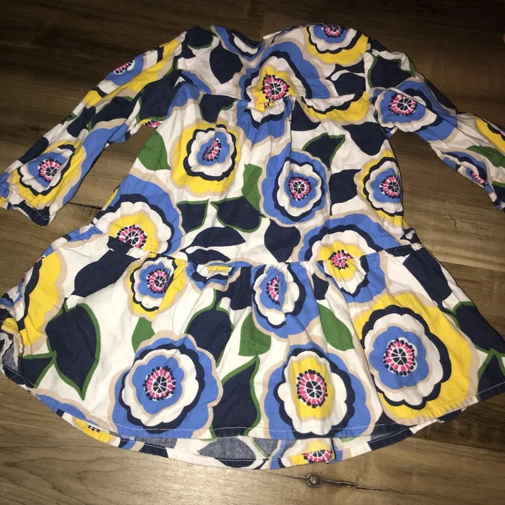 Retro Groovy Floral Tiered Long Sleeve Dress | Mod | Vintage | Baby Girl
